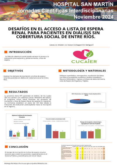 Desafíos en el acceso a lista de espera renal para pacientes en diálisis sin cobertura social de Entre Ríos